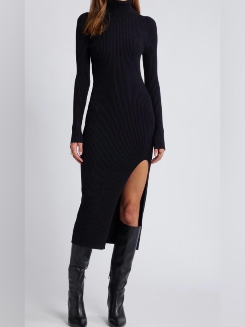 🔥NWT🔥 Open Edit Rib Long Sleeve Turtleneck Sweater Dress, Size M